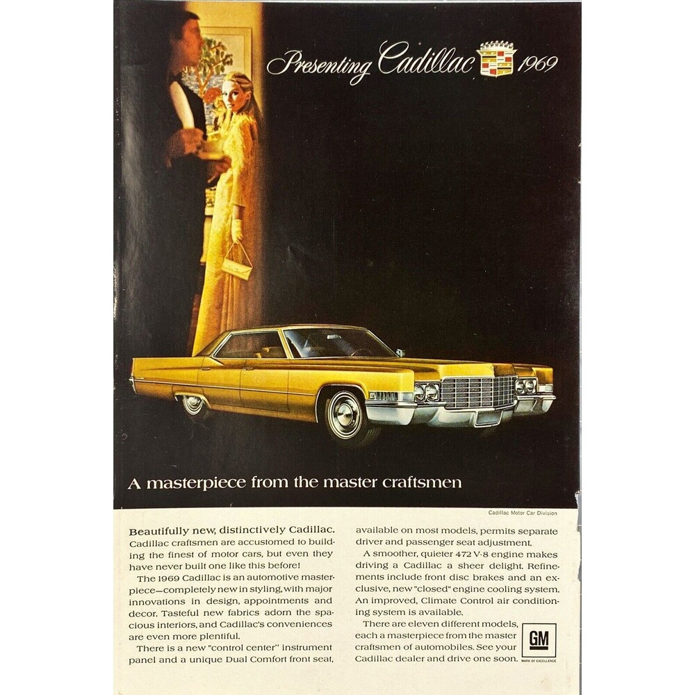 Cadillac "A Masterpiece from the Master Craftsman" Vintage Print Ad 1969